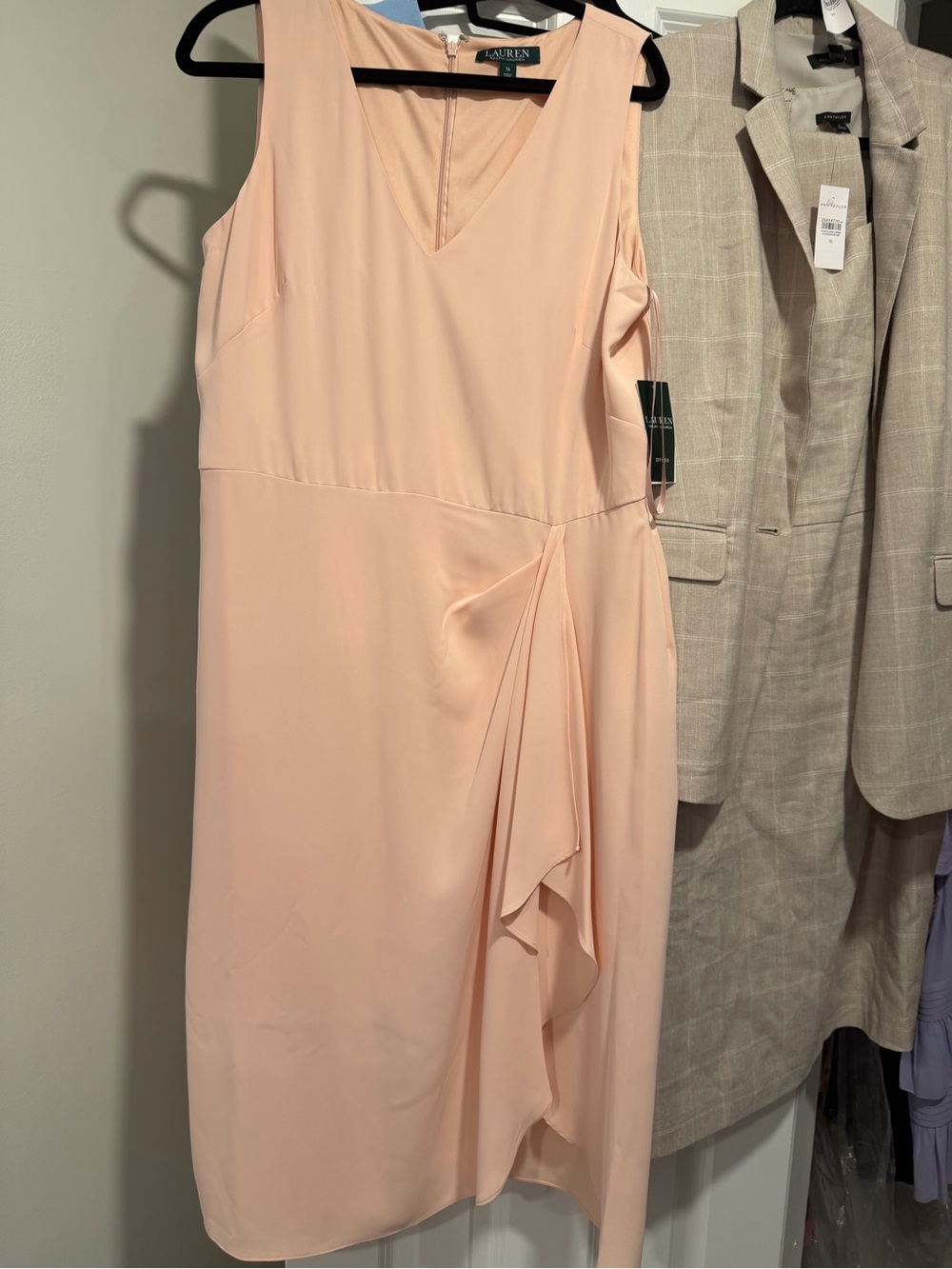 Ralph Lauren Blush Pink Sleeveless V-Neck Midi Dress